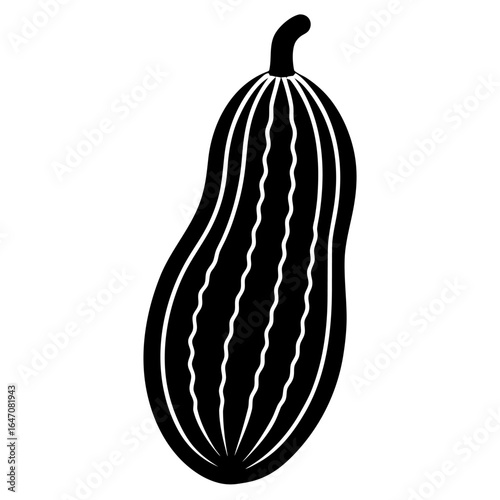 Simple black silhouette of a karela fruit icon