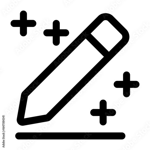 Pencil Icon with Plus Symbols