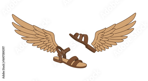 Winged Sandals Symbol of Speed Flight and Greek Mythology Illustration