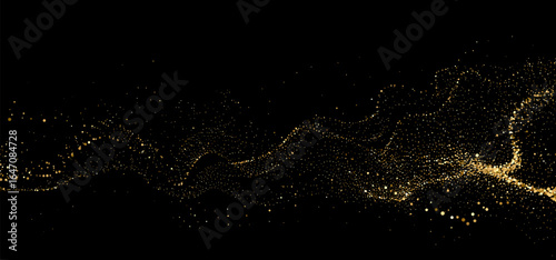 Abstract shiny gold glitter particles design element