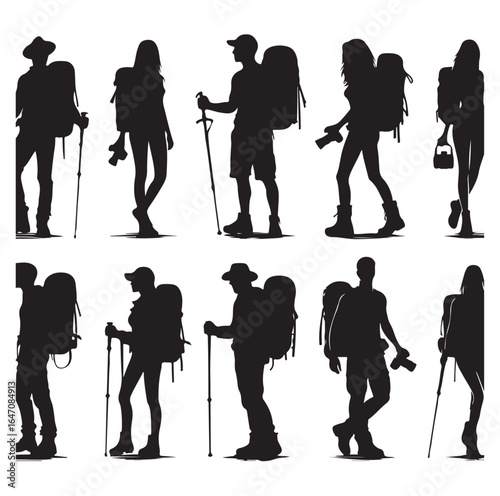 Male and female hiker set