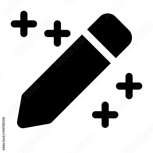 Pencil Icon with Plus Symbols