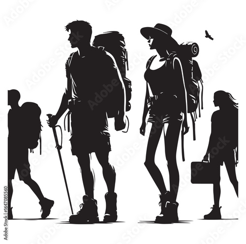 Male and female hiker set