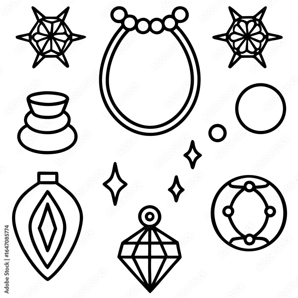 Fototapeta premium Eighty Jewelry line art vector