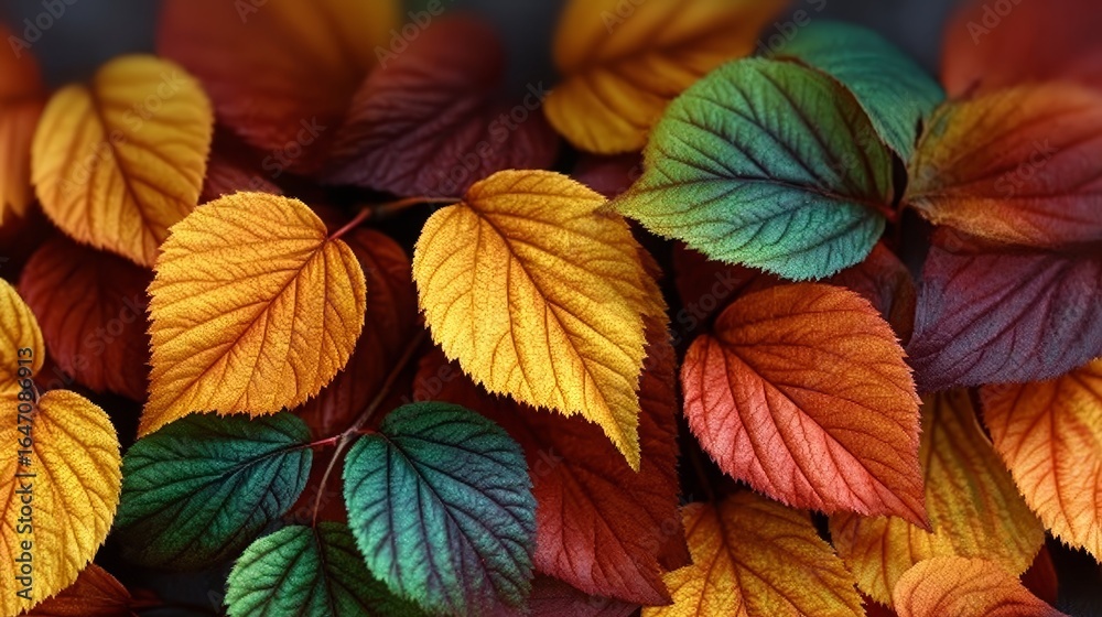 Fototapeta premium A Captivating Autumn Scene with Deciduous Leaves in Warm Earthy Tones and Textural Variations