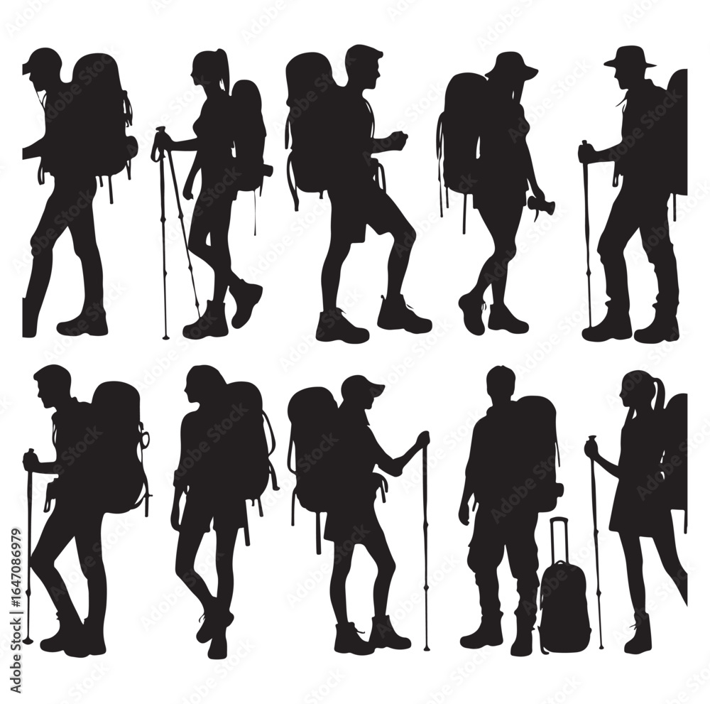 Obraz premium Male and female hiker set