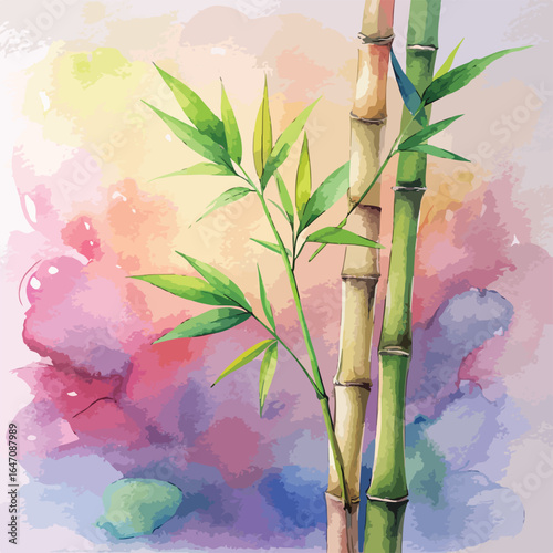 bamboo in watercolour background