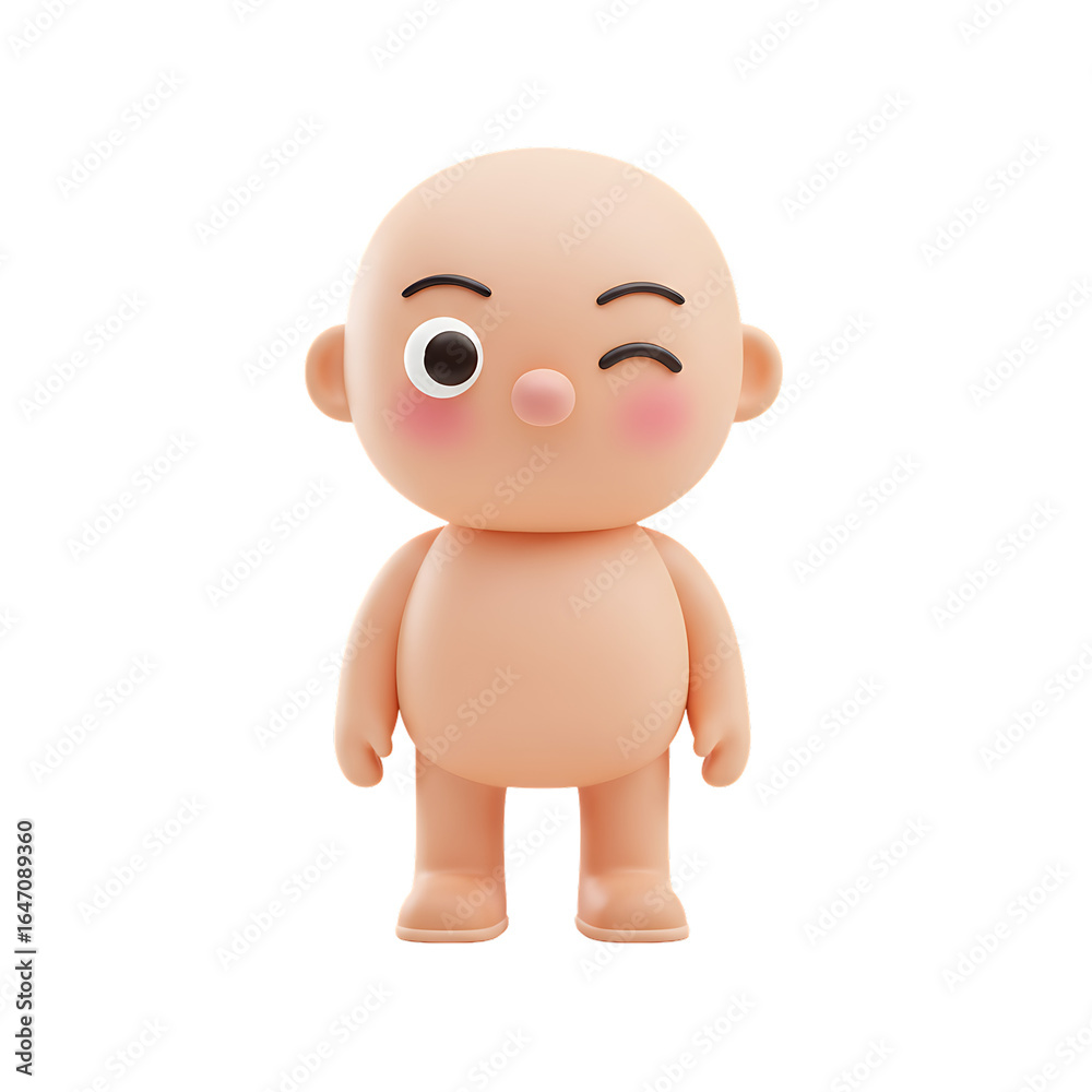 Fototapeta premium 3D cute baby winking with happy face