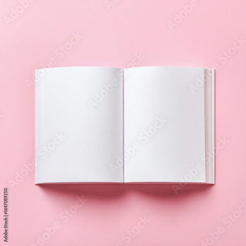 Open notebook with blank pages on pastel background