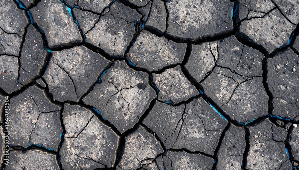 Obraz premium Arid landscape with intricate cracks, showcasing drought and desiccation patterns