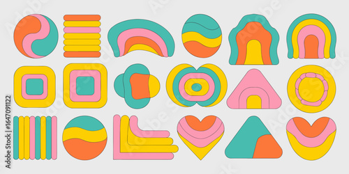 Wallpaper Mural Gradient-filled retro blob shapes in bright 70s colors – Perfect for playful design, marketing graphics, or abstract branding Torontodigital.ca