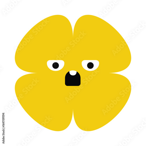 Furious floral character with intense eyes and mad expression. Bright, stylized bloom with a modern cartoon twist.