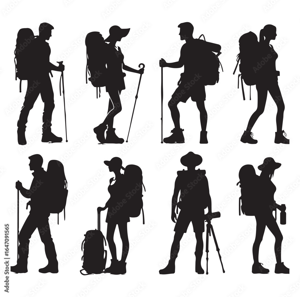 Obraz premium Male and female hiker set