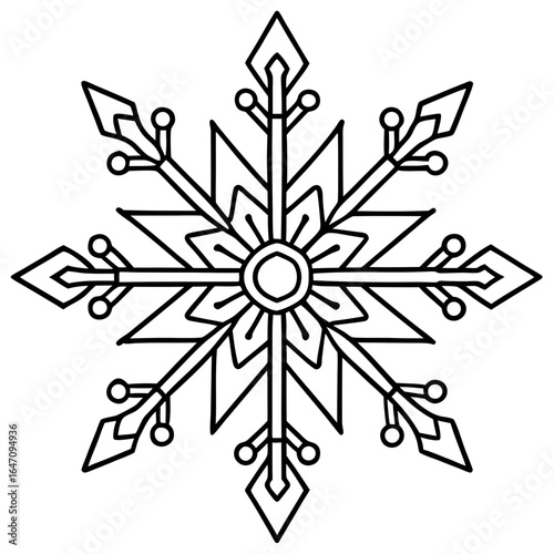 Minimal Snowflake Line Art