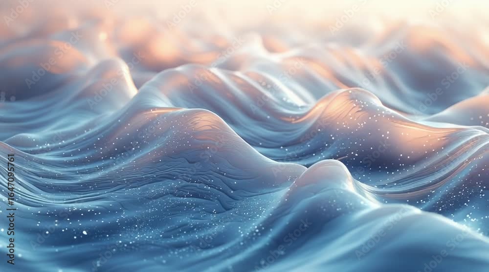 Fond Abstrait Thématique Eau avec Vagues Fluides et Reflets Lumineux