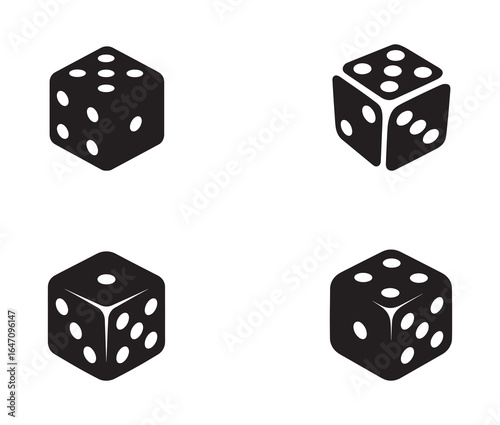 Logo minimalistic black and white dice icon.