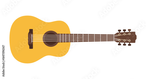 Yellow Acoustic Guitar Illustration Flat Design