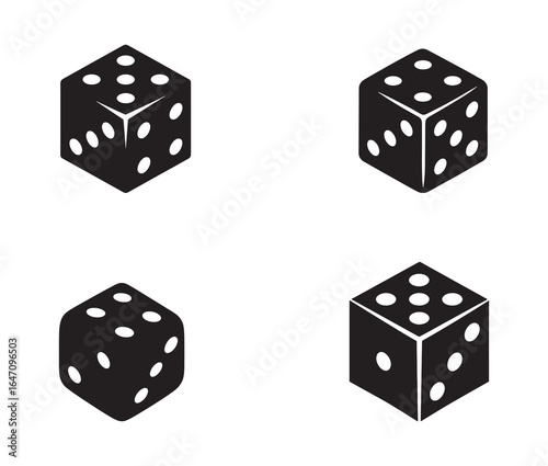 Logo minimalistic black and white dice icon.
