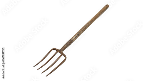 Tableau sur toile single old pitchfork isolated on transparent background