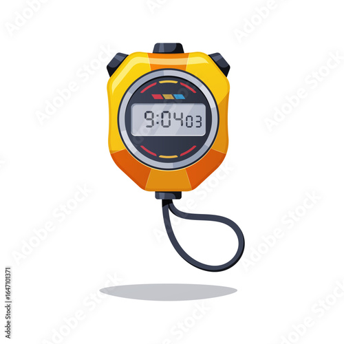 Yellow digital stopwatch vector isolated on white background.