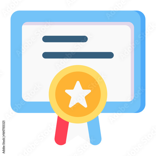 Certificate Icon with Seal and Ribbon