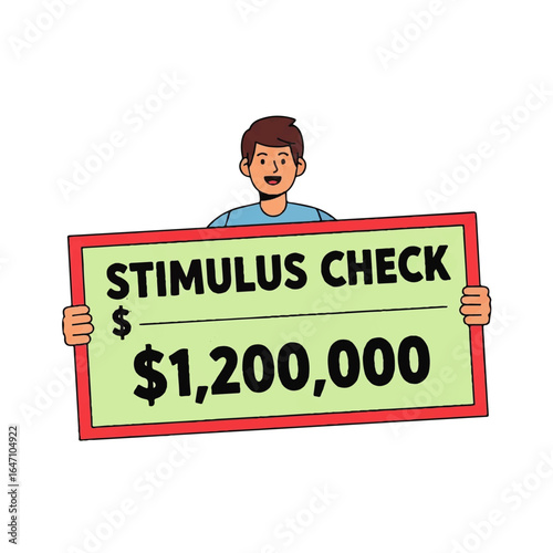 Man holding a large stimulus check worth $1,200,000
