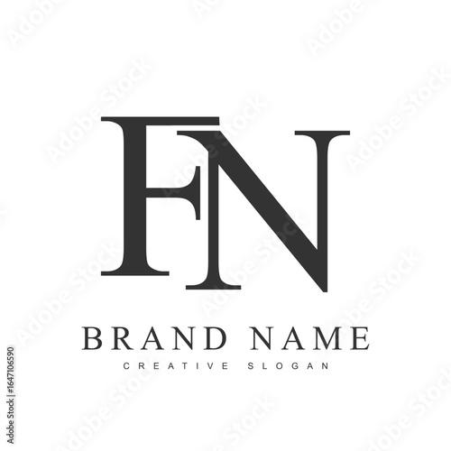 FN trendy logotype template. Initial letter f and n classic font style. Creative logo for company name or identity.