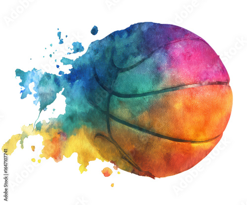 Vibrant basketball splash design for sports and creative projects. Cut out PNG