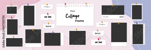 Abstract digital wall photos or pictures collage frame template