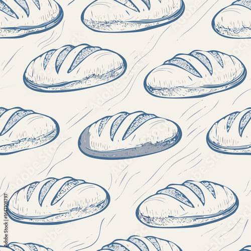 Breads Hand Draw Sketch Pattern Background