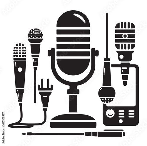 Vintage Microphone Silhouette for Media Use