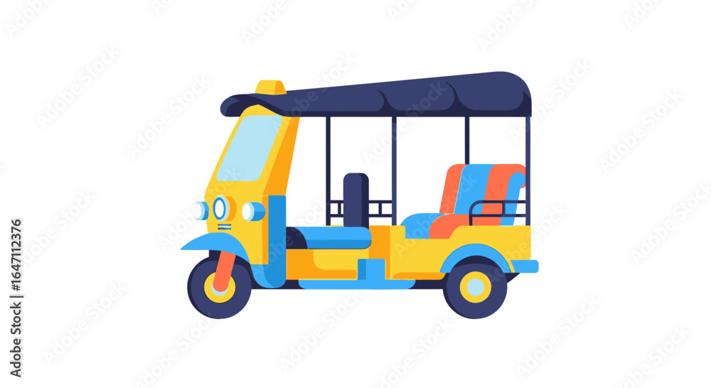 Fototapeta premium Vector illustration of vibrant tuk-tuk, icon of thailand transportation