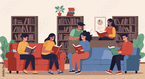 Students Studying in Library