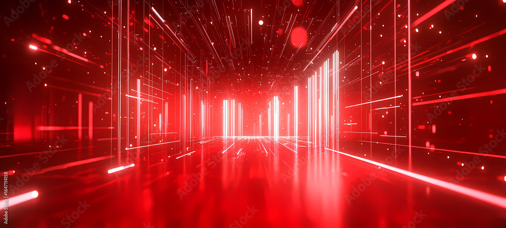 Obraz premium Abstract Red Digital Corridor