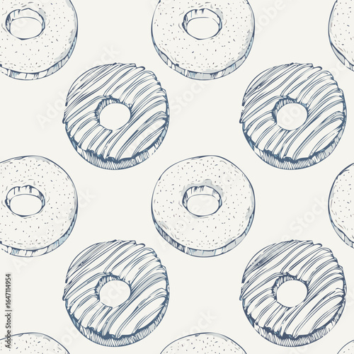 Donut Hand Draw Sketch Pattern Vintage Background