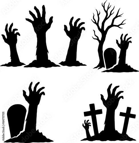 Photography Zombie Hands Rising from christa graves – Horror Halloween Silhouette in black