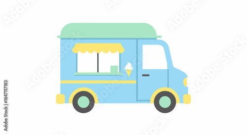 Pastel ice cream truck vector illustration isolated on a clean white backdrop
