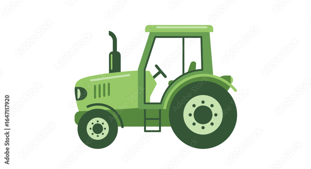 Naklejka premium Stylized Green Tractor Illustration for Agricultural or Farming Concepts