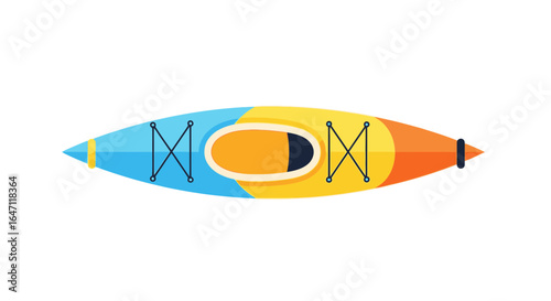 Stylized vector art capturing a colorful kayak with a simple, modern design