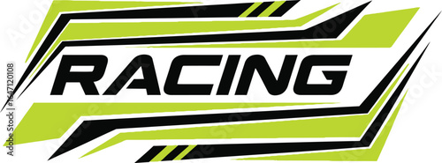 Dynamic racing logo design with bold lettering and vibrant neon accents
