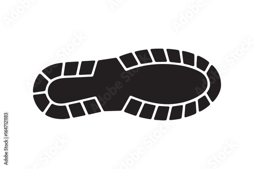 Isolated Boot Print Silhouette Vector Graphic of a Footstep or Footprint