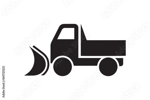 Snowplow Truck Silhouette Vector Icon for Winter Weather and Transportation