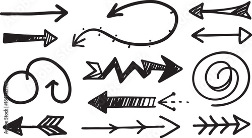 Black brush stroke arrow pointing left and right isolated on white background