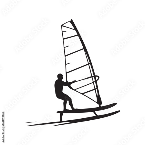 Windsurfing Silhouette Vector Illustration for Water Sports and Recreation