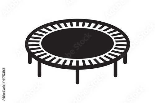 Minimalist Silhouette Vector Icon of a Trampoline for Exercise and Play