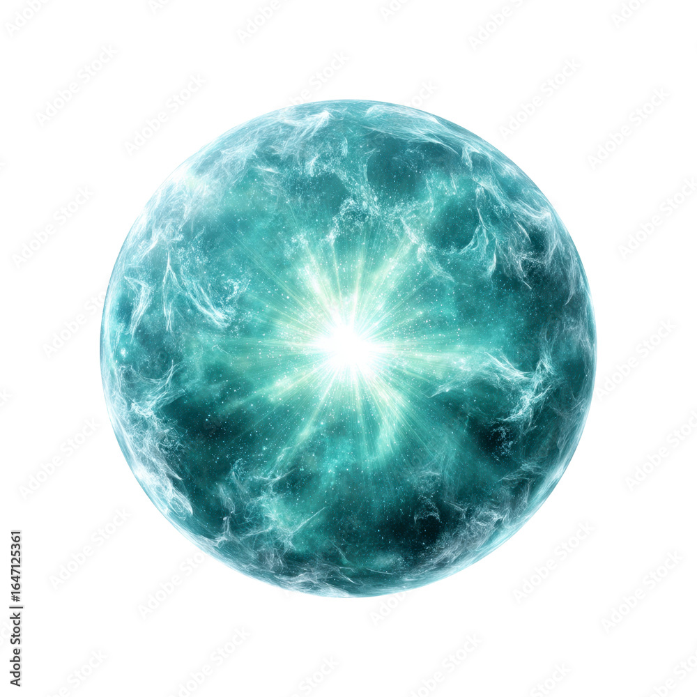 Obraz premium Luminous Teal Energy Orb Abstract Sphere of Light and Power