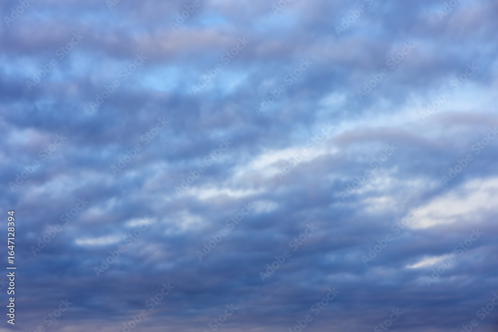 Fototapeta premium Blue sky with clouds in the evening over the city, isolated