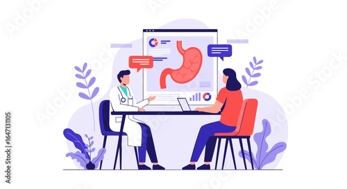 Doctor consulting patient about stomach health and digestive system issues