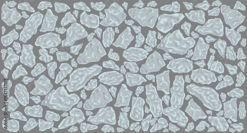 Pebbles, Gravel pattern arrangement in gray color background, Vector illustration for background design.
