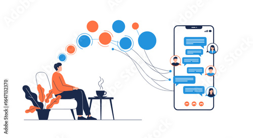 Connecting people through communication and technology with digital messages
